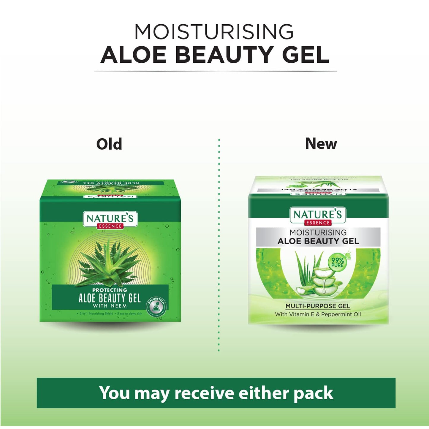 Nature's Essence Moisturising Aloe Beauty Gel With Vitamin E And Peppermint Oil