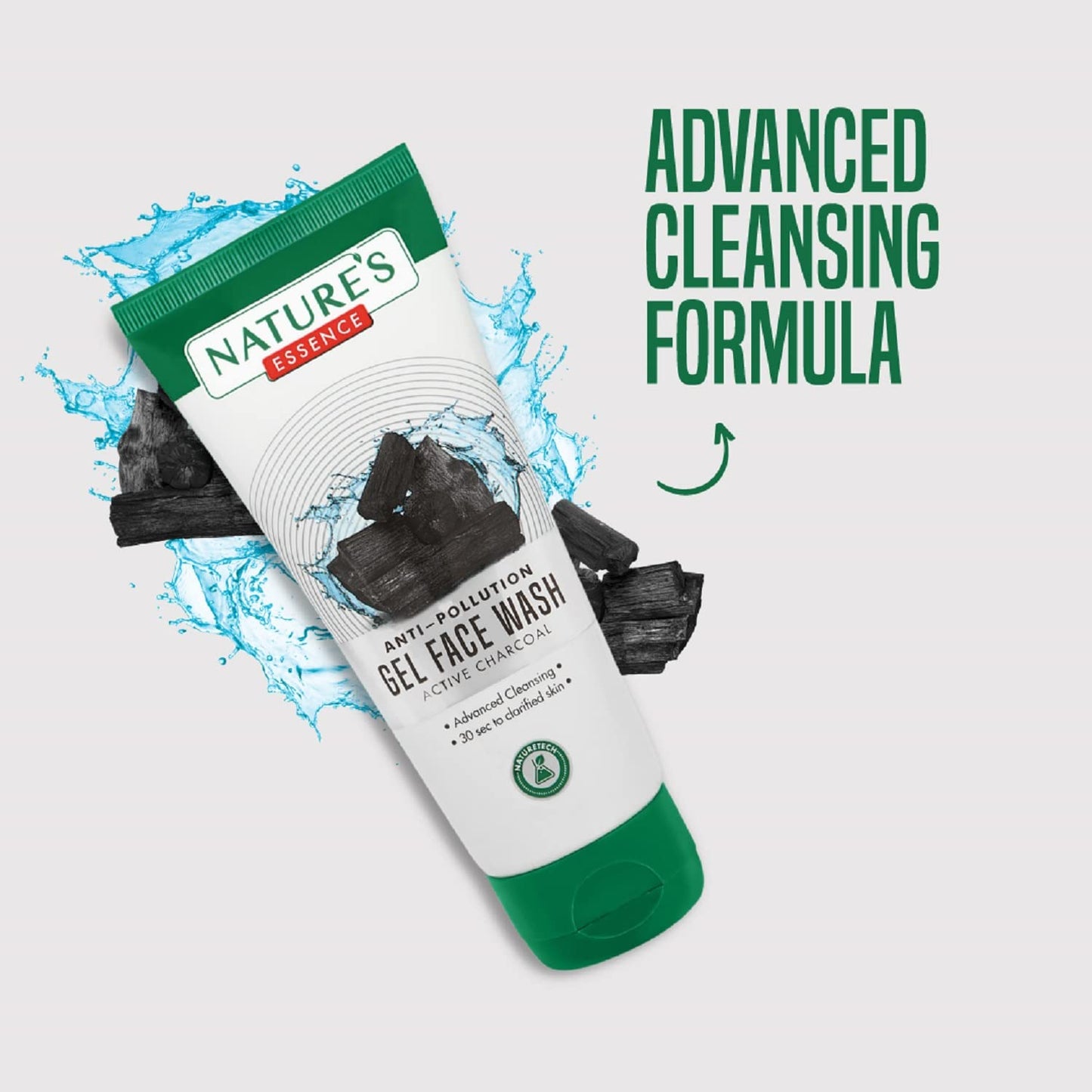 Nature's Essence AntiPollution Gel Face Wash Active Charcoal, Grey