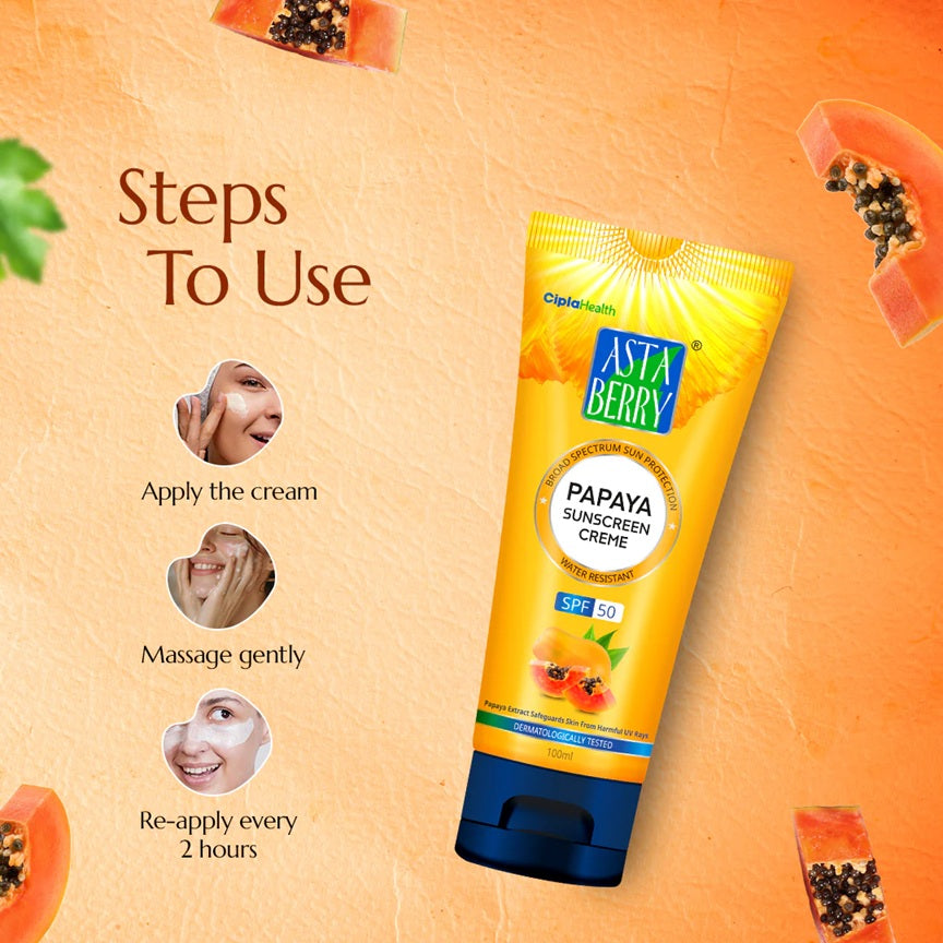 Astaberry Papaya Sunscreen Creme | SPF 50