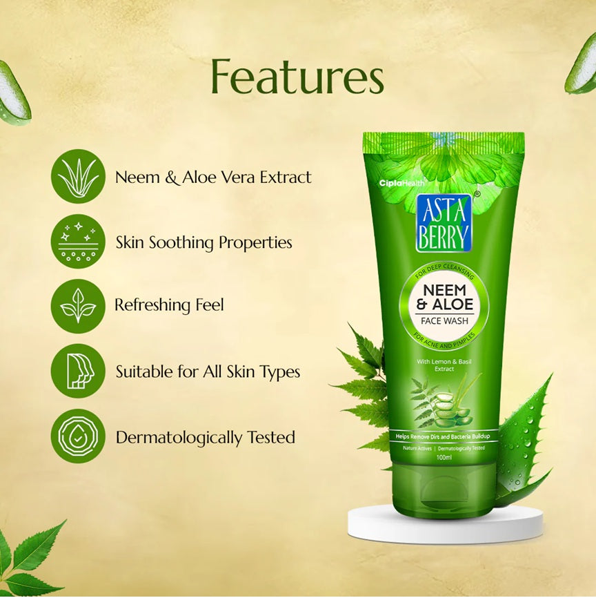 Astaberry Neem & Aloe Face Wash | Antibacterial Properties
