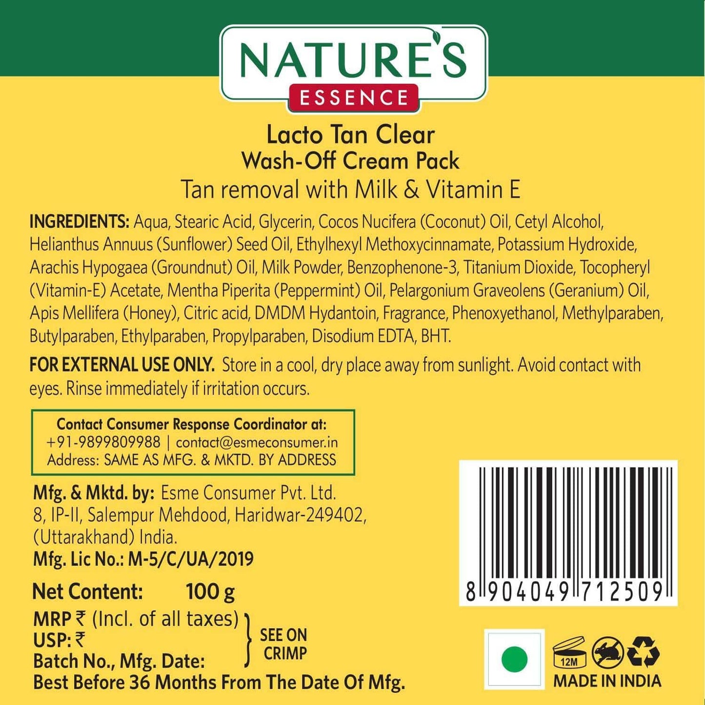 Nature's Essence Lacto Tan Clear